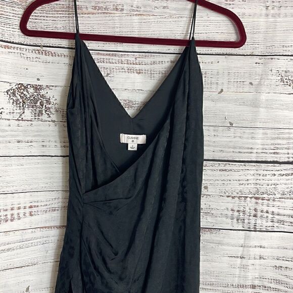 Cushnie X Target Dress womens Size 2 Slip wrap satin leopard Black Asymmetrical - Picture 4 of 10